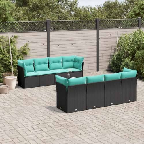 Vrtna garnitura - 9-dijelni set vrtnih sofa od poliratana s jastucima crni - Crna stol + 4x srednja + 4x kutna 1 Cijena