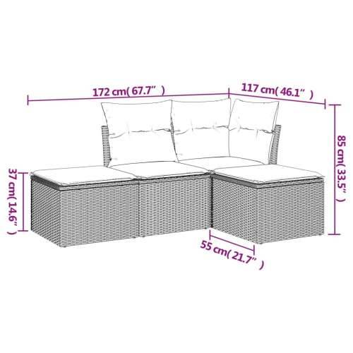 Vrtna garnitura - 4-dijelni set vrtnih sofa od poliratana s jastucima sivi - bež i siva Bez stola 1 Cijena