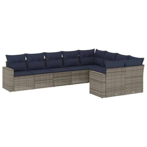 Vrtna garnitura - 9-dijelni set vrtnih sofa od poliratana s jastucima sivi - siva i modra Bez stola 1 Cijena