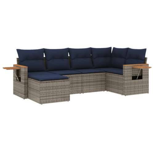 Vrtna garnitura - 6-dijelni set vrtnih sofa od poliratana s jastucima sivi - Siva Bez stola 1 Cijena
