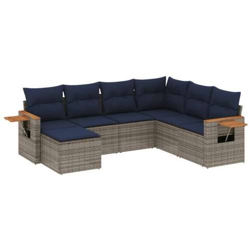 Vrtna garnitura - 7-dijelni set vrtnih sofa od poliratana s jastucima sivi - Siva Bez stola 1 Cijena