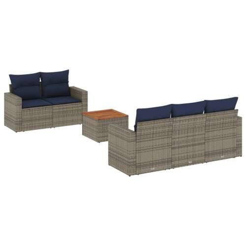 Vrtna garnitura - 6-dijelni set vrtnih sofa od poliratana s jastucima sivi - Siva 1 Cijena