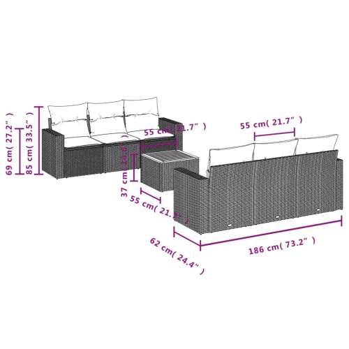 Vrtna garnitura - 7-dijelni set vrtnih sofa od poliratana s jastucima sivi - Siva 1 Cijena