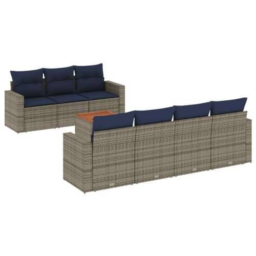 Vrtna garnitura - 8-dijelni set vrtnih sofa od poliratana s jastucima sivi - Siva 1 Cijena