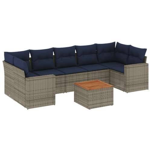 Vrtna garnitura - 8-dijelni set vrtnih sofa od poliratana s jastucima sivi - Siva 1 Cijena