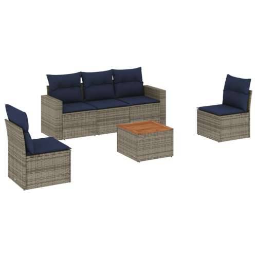 Vrtna garnitura - 6-dijelni set vrtnih sofa od poliratana s jastucima sivi - Siva 1 Cijena