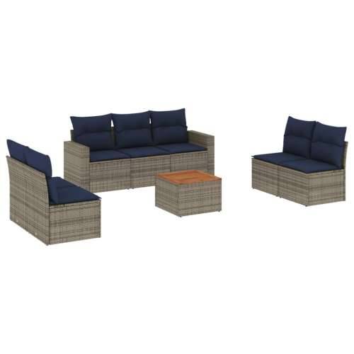 Vrtna garnitura - 8-dijelni set vrtnih sofa od poliratana s jastucima sivi - Siva 1 Cijena