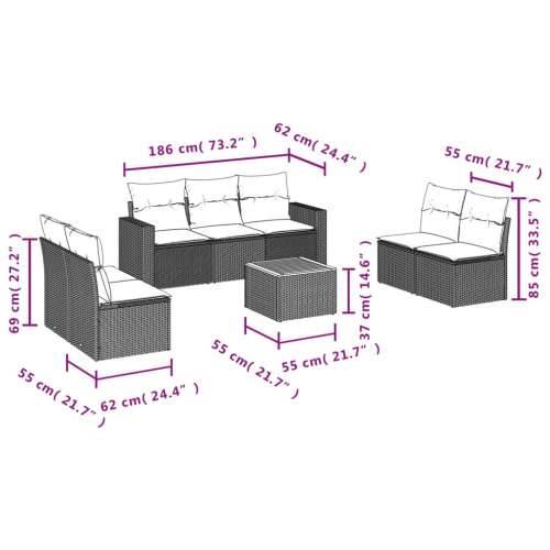Vrtna garnitura - 8-dijelni set vrtnih sofa od poliratana s jastucima sivi - Siva 1 Cijena