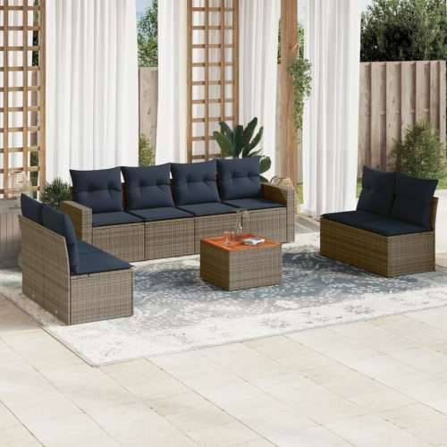 Vrtna garnitura - 9-dijelni set vrtnih sofa od poliratana s jastucima sivi - Siva 1 Cijena