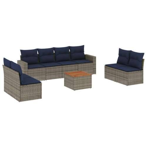 Vrtna garnitura - 9-dijelni set vrtnih sofa od poliratana s jastucima sivi - Siva 1 Cijena
