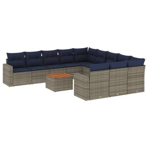 Vrtna garnitura - 12-dijelni set vrtnih sofa od poliratana s jastucima sivi - Siva 1 Cijena