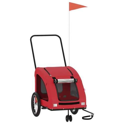 Prikolica za bicikl za ljubimce crvena od tkanine i željeza - Crvena 63.5 x 124.5 x 66 cm Cijena