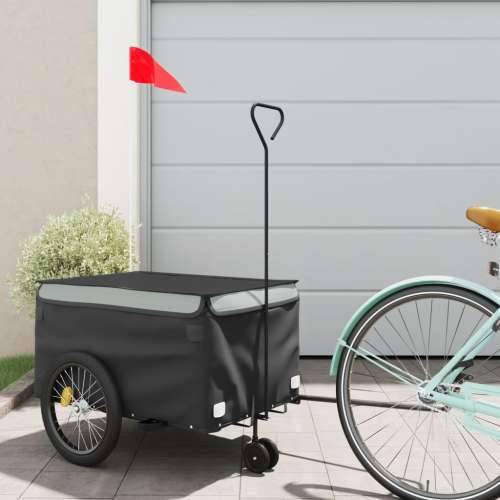 Prikolica za bicikl crno-siva 30 kg željezna - Siva 124 x 53 x 45 cm Cijena