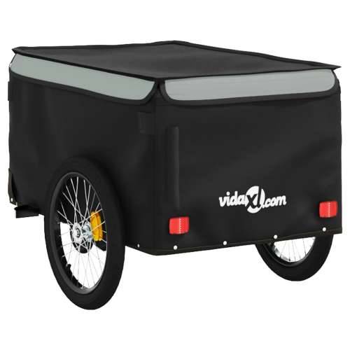 Prikolica za bicikl crno-siva 30 kg željezna - Siva 124 x 53 x 45 cm Cijena
