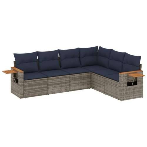 Vrtna garnitura - 6-dijelni set vrtnih sofa od poliratana s jastucima sivi - Siva Bez stola 1 Cijena