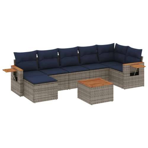 Vrtna garnitura - 8-dijelni set vrtnih sofa od poliratana s jastucima sivi - Siva Sa stolom 1 Cijena