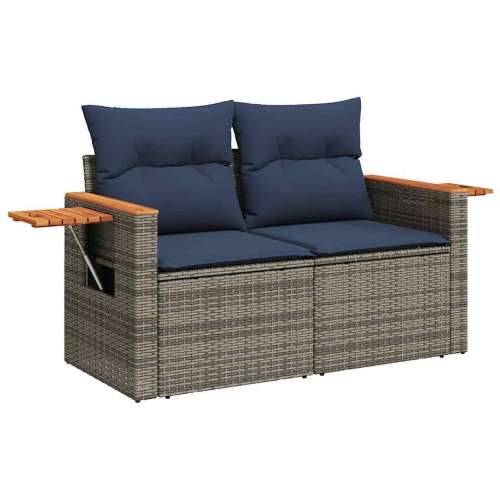 Vrtna garnitura - 11-dijelni set vrtnih sofa od poliratana s jastucima sivi - Siva 1 Cijena