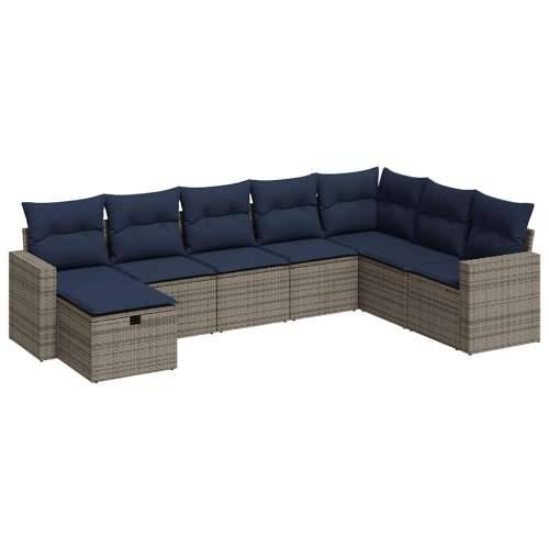 Vrtna garnitura - 8-dijelni set vrtnih sofa od poliratana s jastucima sivi - Siva sa spremištem 8 Cijena