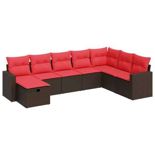 Vrtna garnitura - 8-dijelni set vrtnih sofa s jastucima smeđi od poliratana - Smeđa sa spremištem 8 Cijena