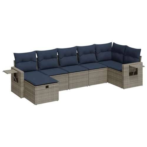 Vrtna garnitura - 7-dijelni set vrtnih sofa sivi od poliratana - Siva sa spremištem 7 Cijena