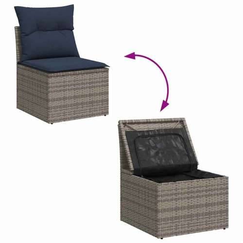 Vrtna garnitura - 7-dijelni set vrtnih sofa sivi od poliratana - Siva sa spremištem 7 Cijena