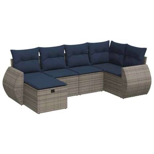 Vrtna garnitura - 6-dijelni set vrtnih sofa od poliratana s jastucima sivi - Siva sa spremištem 5 Cijena