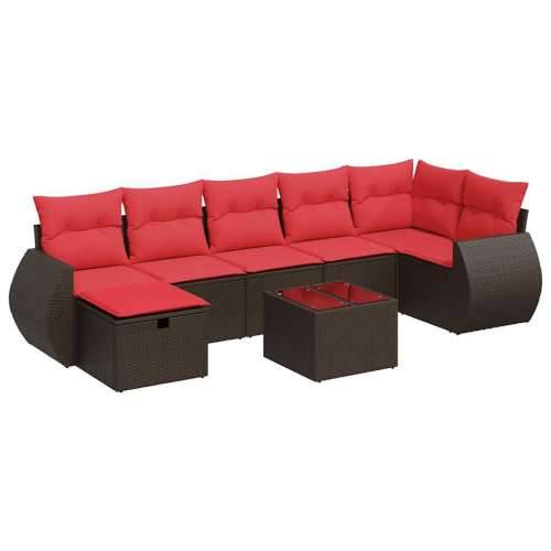 Vrtna garnitura - 8-dijelni set vrtnih sofa s jastucima smeđi od poliratana - Smeđa sa spremištem 7 Cijena