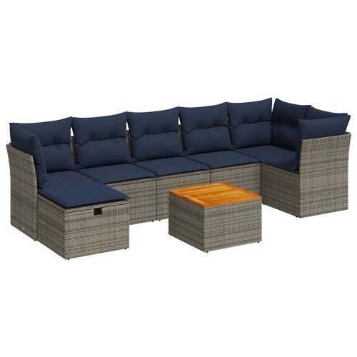 Vrtna garnitura - 8-dijelni set vrtnih sofa od poliratana s jastucima sivi - Siva 1 Cijena