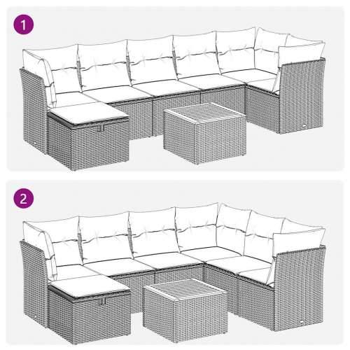 Vrtna garnitura - 8-dijelni set vrtnih sofa od poliratana s jastucima sivi - Siva 1 Cijena