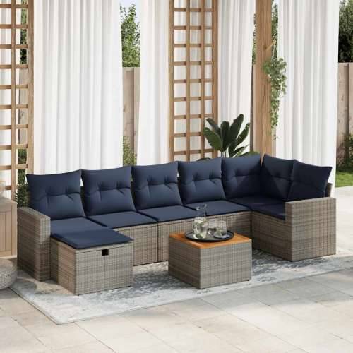 Vrtna garnitura - 8-dijelni set vrtnih sofa od poliratana s jastucima sivi - Siva 1 Cijena
