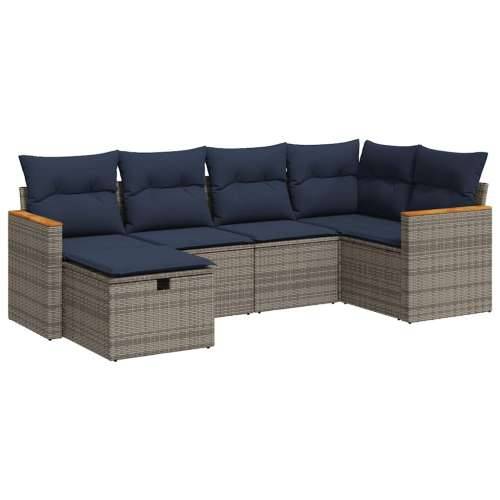 Vrtna garnitura - 6-dijelni set vrtnih sofa od poliratana s jastucima sivi - Siva sa spremištem 5 Cijena