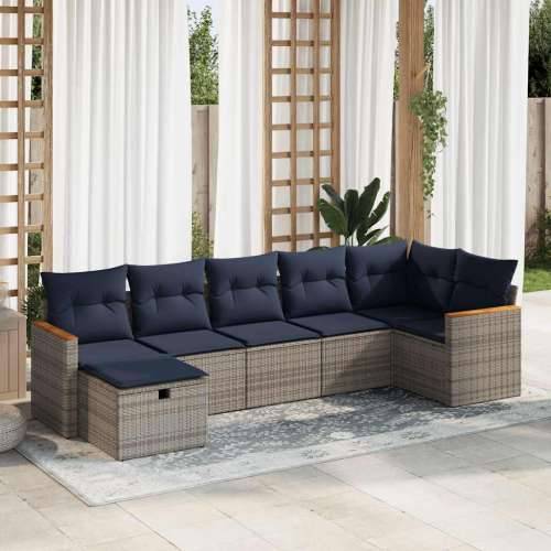 Vrtna garnitura - 7-dijelni set vrtnih sofa sivi od poliratana - Siva sa spremištem 7 Cijena