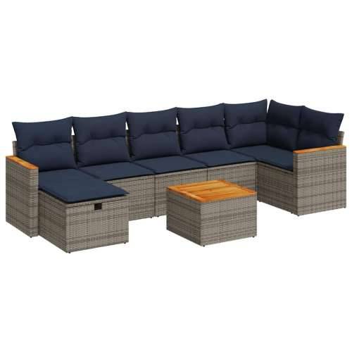Vrtna garnitura - 8-dijelni set vrtnih sofa od poliratana s jastucima sivi - Siva sa spremištem 7 Cijena