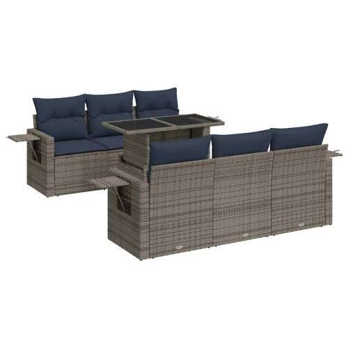 Vrtna garnitura - 7-dijelni set vrtnih sofa od poliratana s jastucima crni bagrem - Siva 1 Cijena