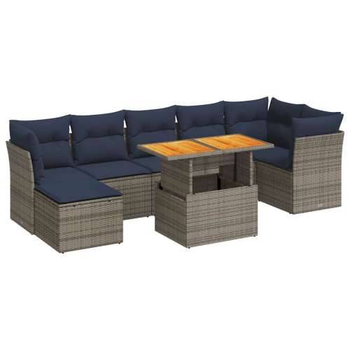 Vrtna garnitura - 8-dijelni set vrtnih sofa od poliratana s jastucima sivi - Siva 1 Cijena