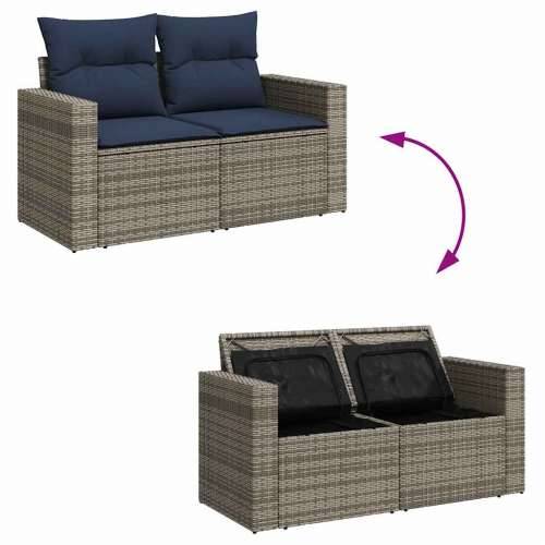 Vrtna garnitura - 10-dijelni set vrtnih sofa od poliratana s jastucima sivi - Siva 1 Cijena