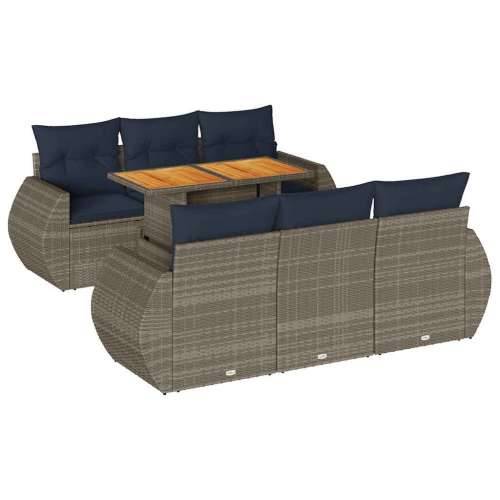 Vrtna garnitura - 7-dijelni set vrtnih sofa sivi od poliratana - Siva 1 Cijena