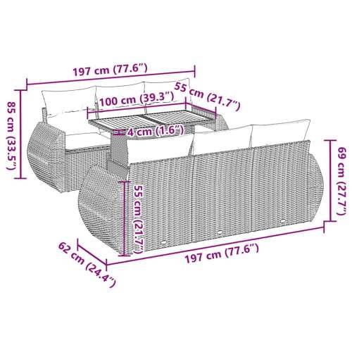 Vrtna garnitura - 7-dijelni set vrtnih sofa sivi od poliratana - Siva 1 Cijena