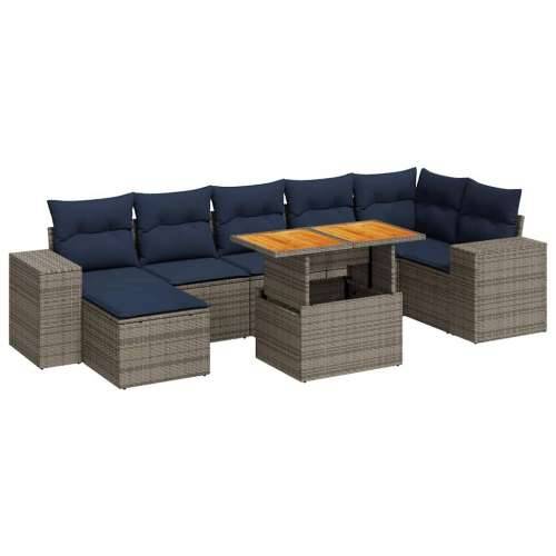 Vrtna garnitura - 8-dijelni set vrtnih sofa od poliratana s jastucima sivi - Siva 1 Cijena
