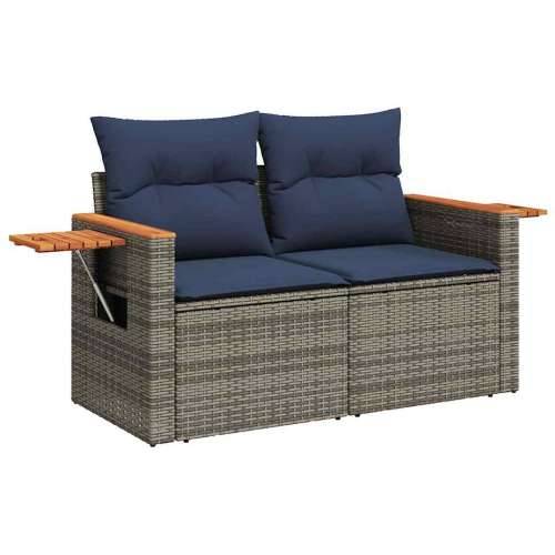 Vrtna garnitura - 6-dijelni set vrtnih sofa od poliratana s jastucima sivi - Siva 1 Cijena