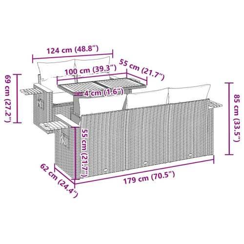 Vrtna garnitura - 6-dijelni set vrtnih sofa od poliratana s jastucima sivi - Siva 1 Cijena