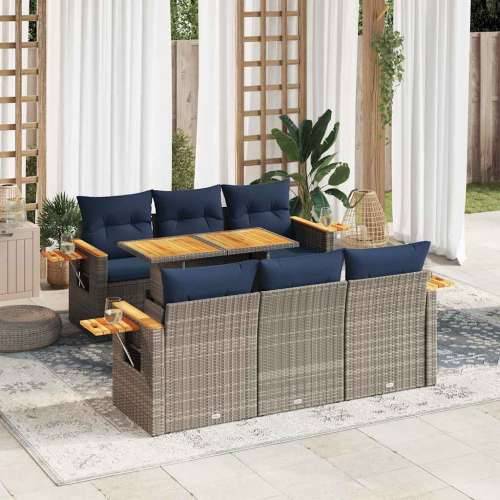 Vrtna garnitura - 7-dijelni set vrtnih sofa sivi od poliratana - Siva 1 Cijena