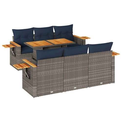 Vrtna garnitura - 7-dijelni set vrtnih sofa sivi od poliratana - Siva 1 Cijena