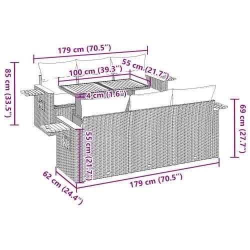 Vrtna garnitura - 7-dijelni set vrtnih sofa sivi od poliratana - Siva 1 Cijena