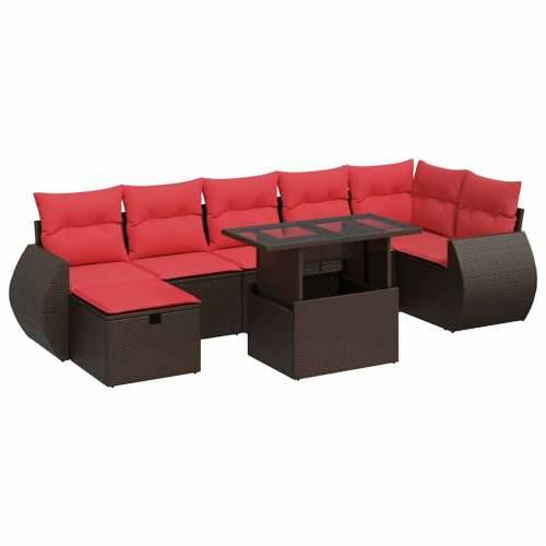 Vrtna garnitura - 8-dijelni set vrtnih sofa od poliratana s jastucima crni bagrem - Smeđa sa spremištem 1 Cijena
