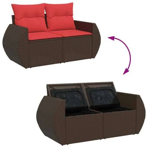 Vrtna garnitura - 8-dijelni set vrtnih sofa od poliratana s jastucima crni bagrem - Smeđa sa spremištem 1 Cijena