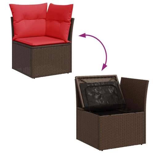 Vrtna garnitura - 8-dijelni set vrtnih sofa od poliratana s jastucima crni bagrem - Smeđa sa spremištem 1 Cijena