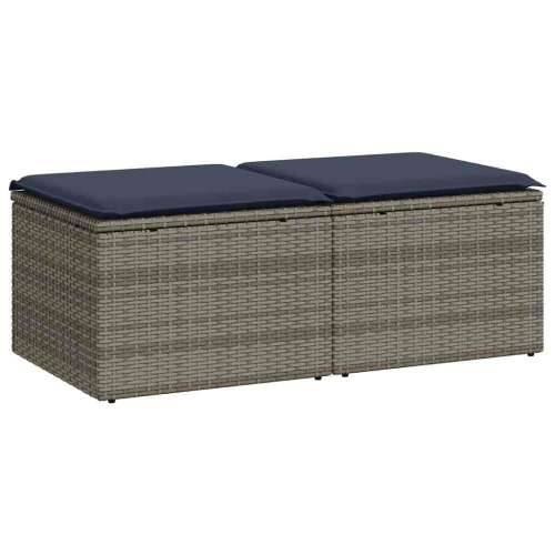 Vrtna garnitura - 2-dijelni set vrtnih sofa poliratan i bagrem s jastucima sivi - Siva 1 Cijena