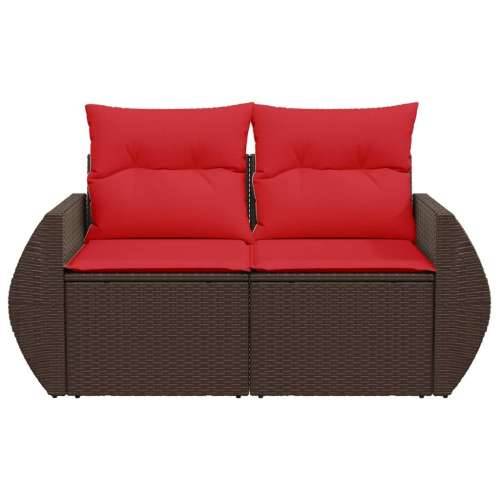 Vrtna sofa s jastucima za 2 osobe, smeđa, poliratan - Smeđa 1 bez spremišta Cijena