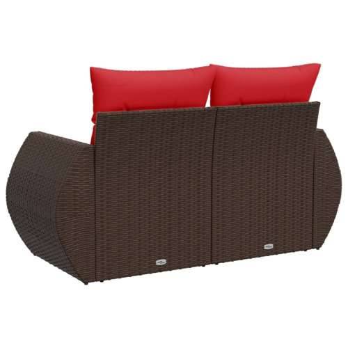 Vrtna sofa s jastucima za 2 osobe, smeđa, poliratan - Smeđa 1 bez spremišta Cijena